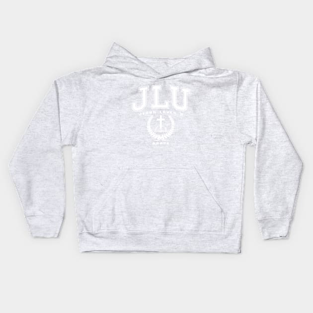 JLU - Jesus Loves U College Gear Kids Hoodie by WLK ON WTR Designs